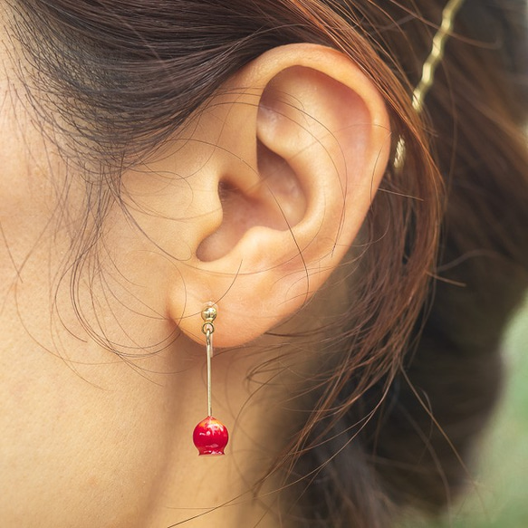 糖果蘋果只有5毫米(夾式耳環)/Only 5 mm of candy apples(Clip-on earrings) 第3張的照片
