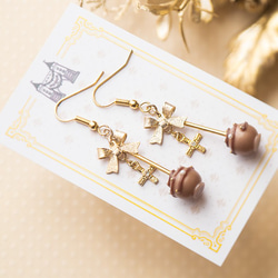 小巧牛奶巧克力無環耳環/tiny milk chocolate pierced earrings 第1張的照片