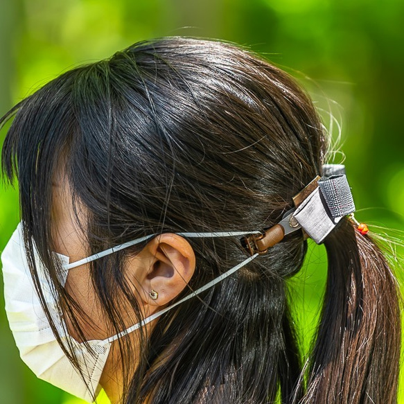 りんご飴のマスクコーデセットA《マスク留めになるヘアクリップと耳飾り》 4枚目の画像