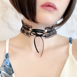 Angelica 項鍊：黑色蕾絲繫帶頸鍊 SV035 第3張的照片