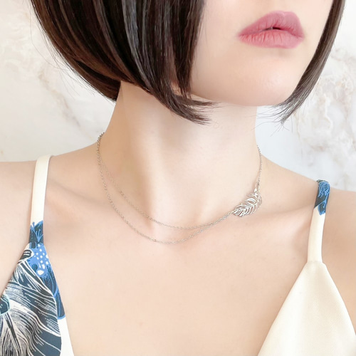 ちょこみんとさん専用 Nice Feather ネックレス スワロフスキー ネックレス レディース ギフト ペンダント スワロフスキー チェ