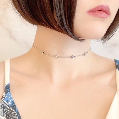 シルバー：お星様には貴方の微笑み：星座のチョーカーネックレス