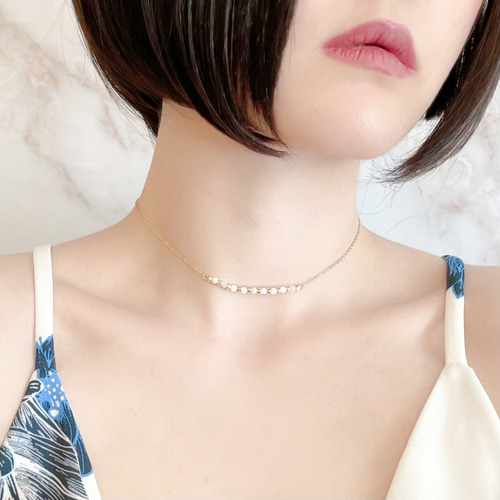 【毎日に華やかさをプラス】Dior★D-Luck★ネックレス 夜空の宝石たち：マザーオブパールのチョーカーネックレス SV001