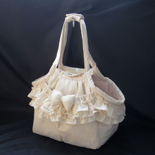 ベージュキャンバス犬用キャリーバッグ free stitch ベージュ