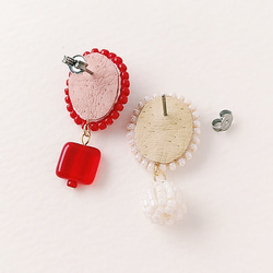 閃光&lt;Mimosa&gt;刺繡耳環/耳環 第7張的照片