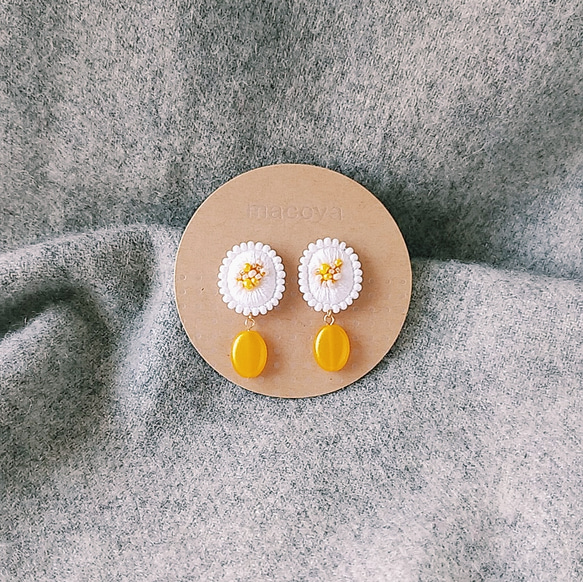 きらきら〈やまぶき〉  刺繍ピアス／イヤリング 6枚目の画像