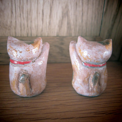 木彫り招き猫セット 2枚目の画像