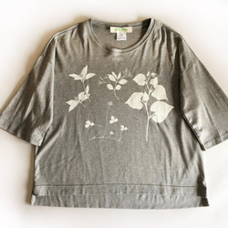 アシャ　オーガニックコットン　ボタニカルプリント6分袖Tシャツ CSTS-278 4枚目の画像