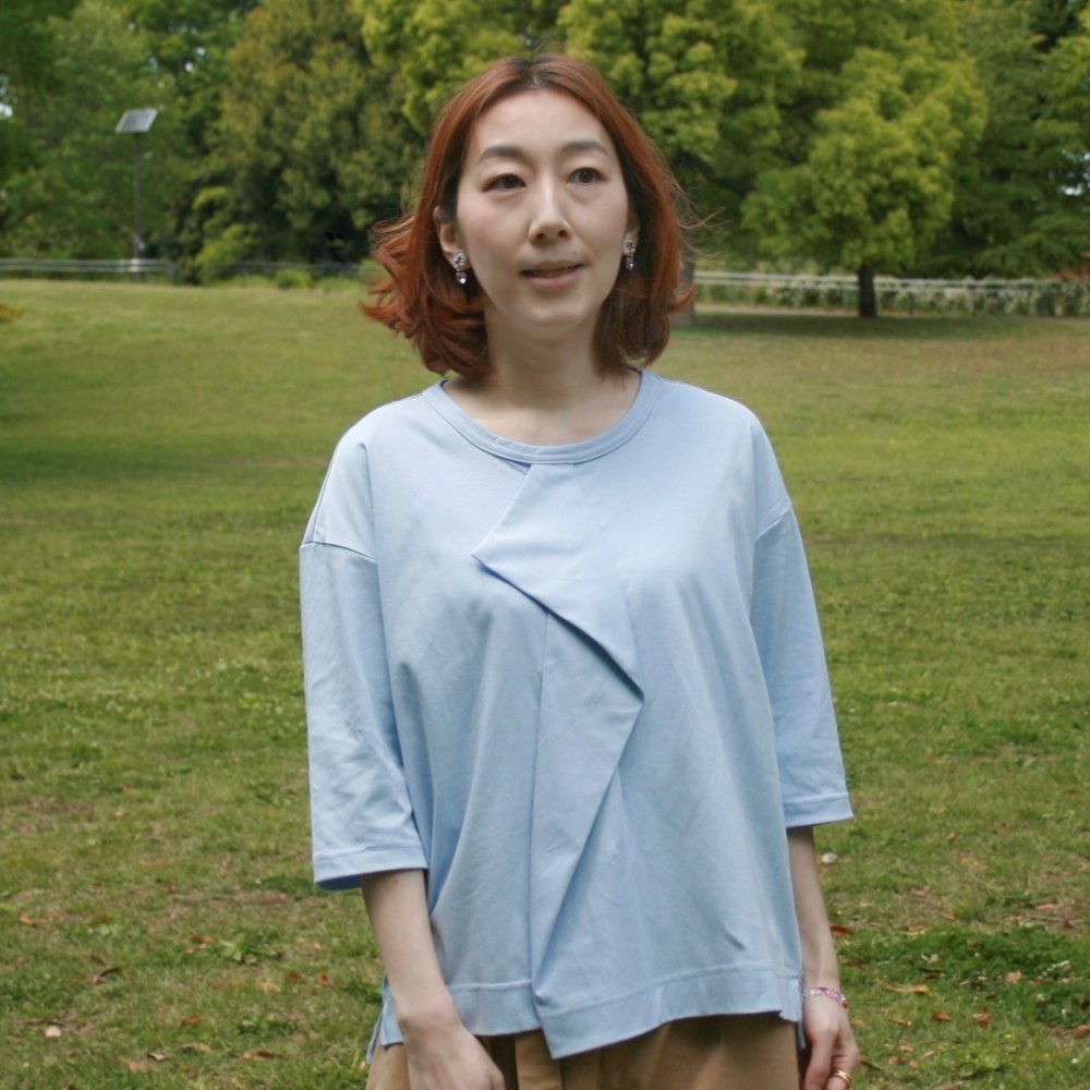 アシャオーガニック　Origamiタック5分袖Tシャツ