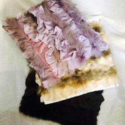 New!! ⚫⚪ Rabbit fur Cushion cover Brown ⚫⚪ 3枚目の画像