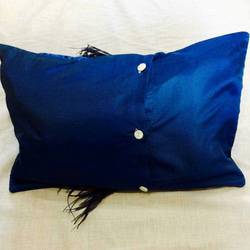 New!! ⚫⚪　Feather&Suede Cushion cover Deep blue ⚫⚪ 2枚目の画像