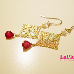 -LaPierre-*RUBY*laced-piace（ルビーピアス） 1枚目の画像