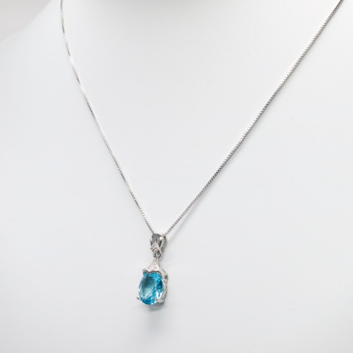 大粒アクアマリン レディースネックレス silver925 天然石 ベネチアン