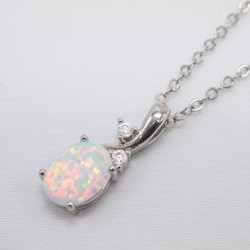 オパールネックレス 10月誕生石 czダイヤモンド silver925