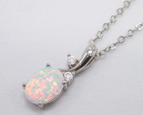 オパールネックレス 10月誕生石 czダイヤモンド silver925