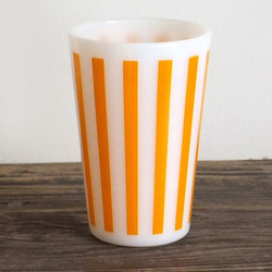 ミルクガラス 　ティーハウス　タンブラー　ストライプ（オレンジ）　プリント 1枚目の画像