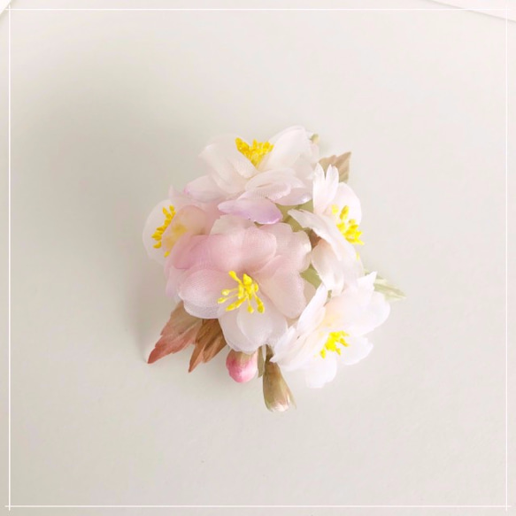 布花 桜のコサージュ(本絹シルク使用） 6枚目の画像