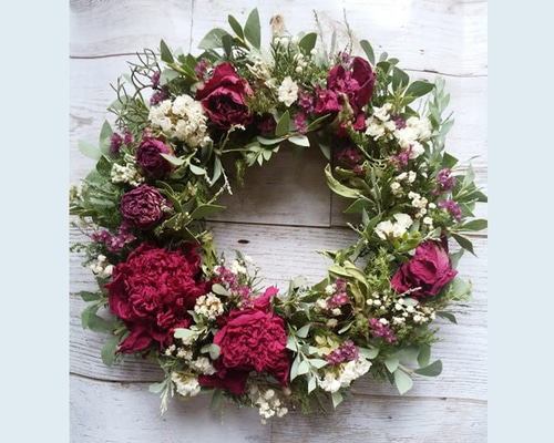 三角葉アカシアのナチュラルドライフラワーのリース！Atelier Kouan