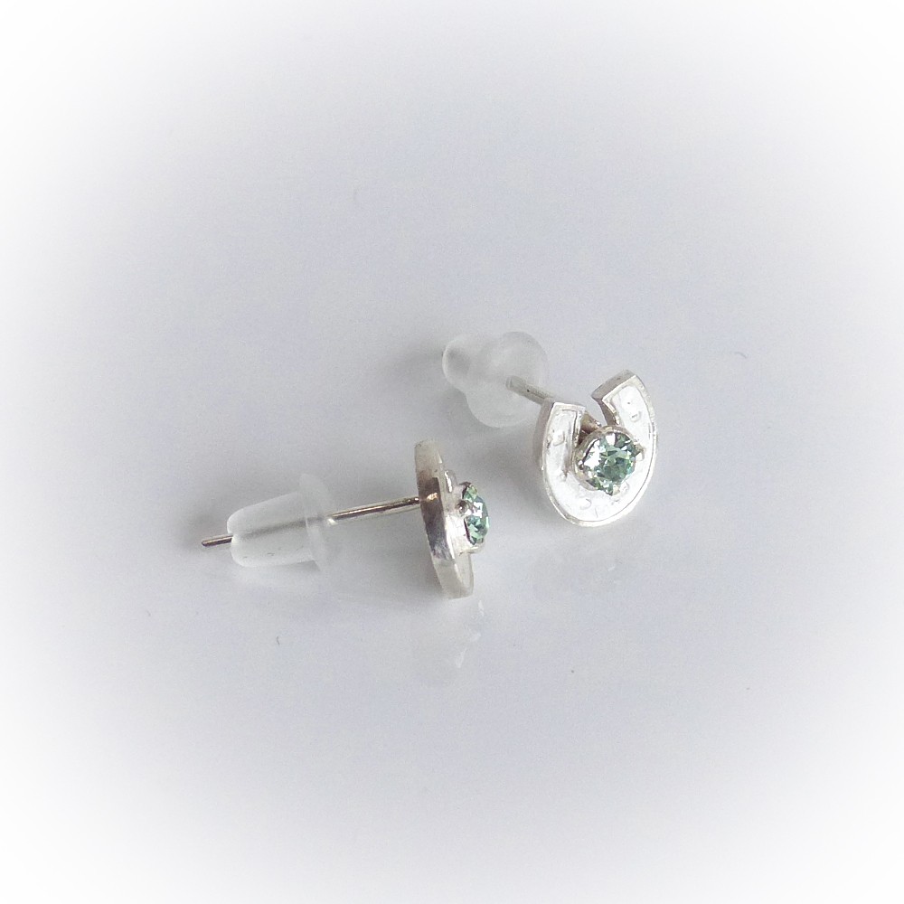 Silver950ピアス 蹄鉄ラインストーン【オーダー】