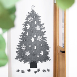 【訳あり40％OFF】Lグレー：ペタペタ貼れる！『もみの木』クリスマスツリータペストリーセット 2枚目の画像
