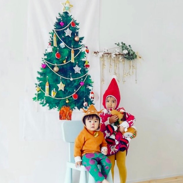 [超大號]綠色“樅樹”聖誕樹掛毯套裝 第10張的照片