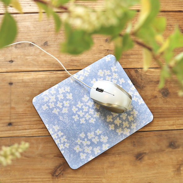 白い紫陽花『アナベル柄』マウスパッド【2週間以内に発送】 1枚目の画像