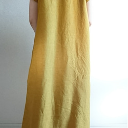 <creema限定>Flare sleeve onepiece Japanese linen 芥子色 7枚目の画像