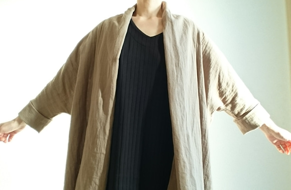 <全14色ふわふわ軽くて柔らかい肌触り❤️ >Double gauze   long cardigan  利休色 12枚目の画像