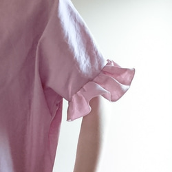 <creema限定>ヒラヒラ袖でほっそり華奢みえ❤️ハーフリネンの着回せるプルオーバー　 桜色 4枚目の画像