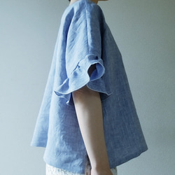 <creema限定>ヒラヒラ袖でほっそり華奢みえ❤️涼しげで着回せるプルオーバー frenchlinen bleu 4枚目の画像