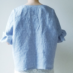 <creema限定>ヒラヒラ袖でほっそり華奢みえ❤️涼しげで着回せるプルオーバー frenchlinen bleu 6枚目の画像