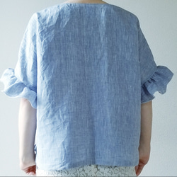 <creema限定>ヒラヒラ袖でほっそり華奢みえ❤️涼しげで着回せるプルオーバー frenchlinen bleu 7枚目の画像