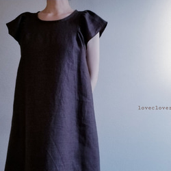 <creema限定> Flare sleeve onepiece Japanese linen 赤墨 7枚目の画像