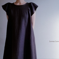 <creema限定> Flare sleeve onepiece Japanese linen 赤墨 8枚目の画像