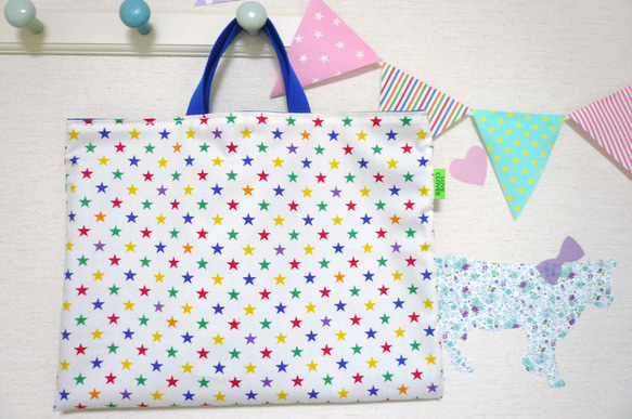 ☆COLORFUL　STAR☆　レッスンバッグ　simple style　　＝BLUE＝ 2枚目の画像