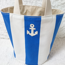 ＜北欧＞　anchor striped totebag　marine blue  =simple style= 2枚目の画像