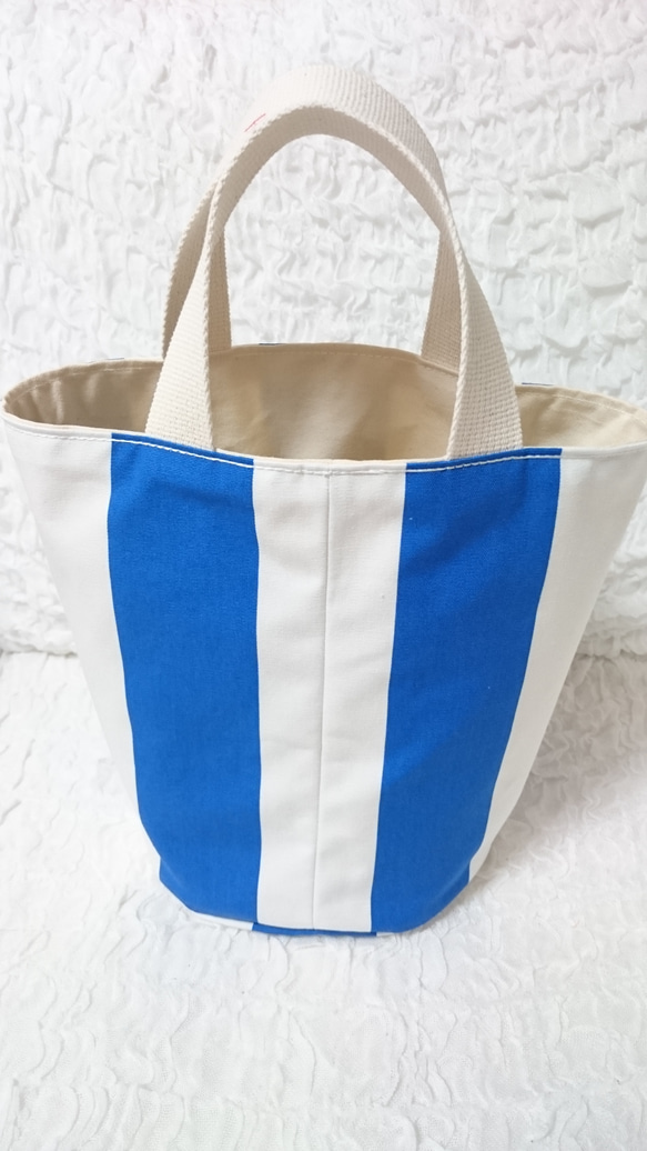 ＜北欧＞　anchor striped totebag　marine blue  =simple style= 3枚目の画像