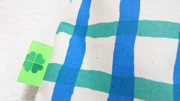 Gingham check レッスンバッグ  blue&green ☆simple style☆ 4枚目の画像