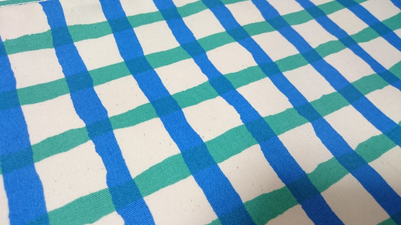 Gingham check レッスンバッグ  blue&green ☆simple style☆ 5枚目の画像