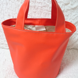 Synthetic leather　totebag　　-orange- 2枚目の画像