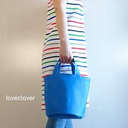 Synthetic leather　totebag　　-sky blue- 1枚目の画像