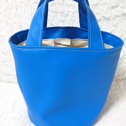 Synthetic leather　totebag　　-sky blue- 2枚目の画像