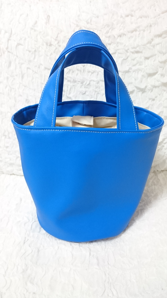 Synthetic leather　totebag　　-sky blue- 2枚目の画像