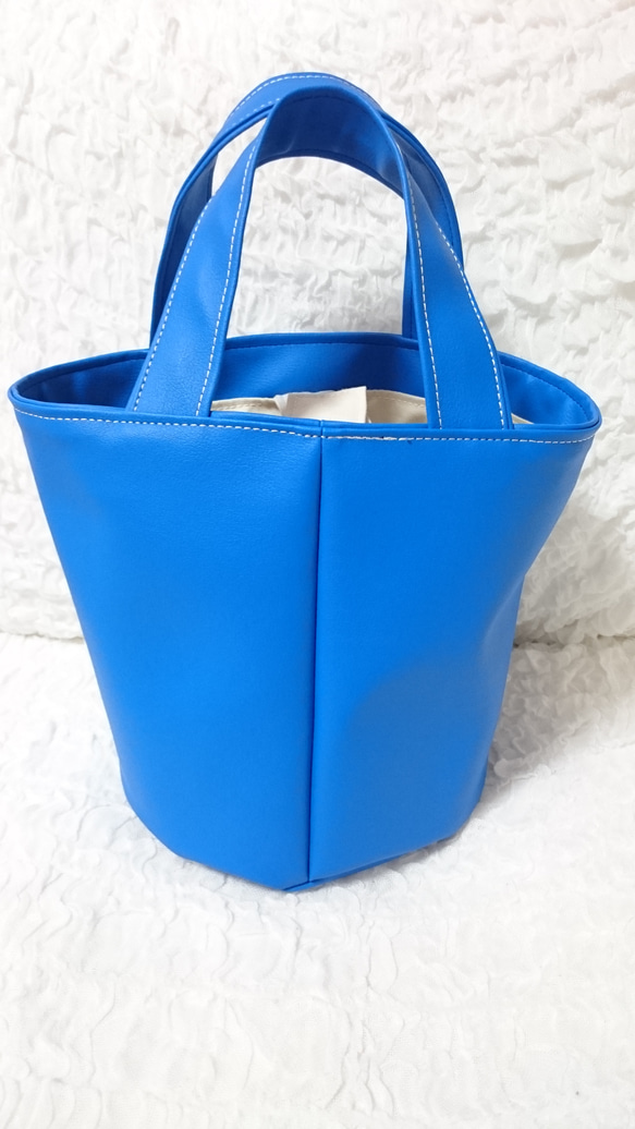 Synthetic leather　totebag　　-sky blue- 3枚目の画像