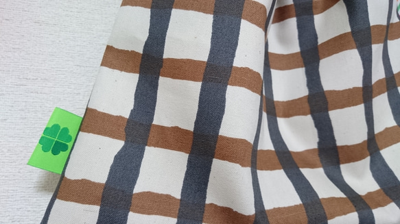 Gingham check　お着替え巾着　simple style　　＝BROWN＝ 3枚目の画像