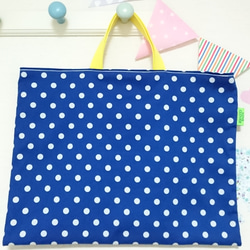 Blue Polka Dots　レッスンバッグ&シューズケース☆simple style☆ 2枚目の画像