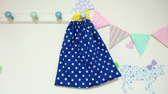 Blue Polka Dots　お着替え巾着☆simple style☆ 2枚目の画像