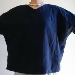 送料無料<Creema限定>Hirahira sode pullover doublegause darknavy 4枚目の画像