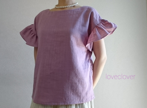 Hirahira sode pullover double gause mauve pink 1枚目の画像