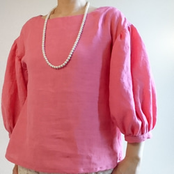 Balloon sleeve pullover  french linen   tomate 2枚目の画像